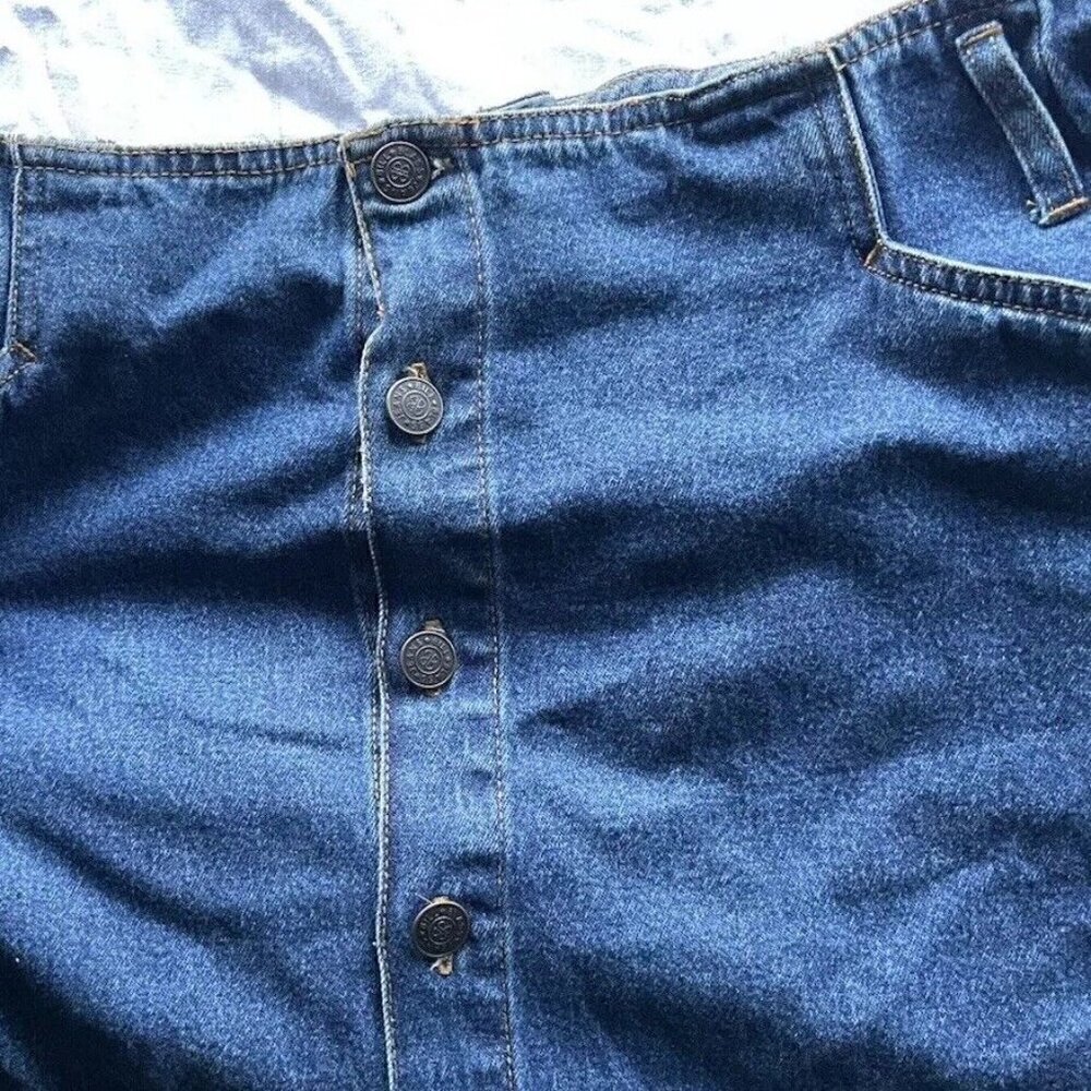 Vintage Bill Blass Women’s Below The Knee Denim Blue Button Jean Skirt Sz 16 - Picture 10 of 15